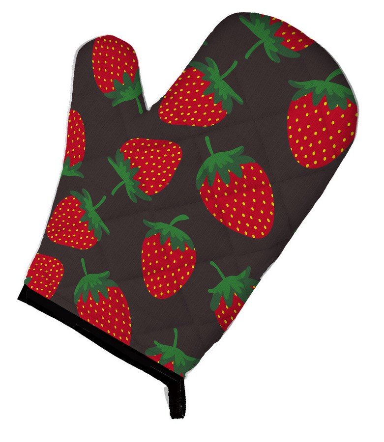 Strawberries on Grey Oven Mitt - Grey