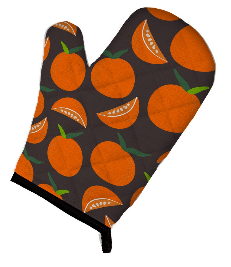 Orange on Grey Oven Mitt - Grey