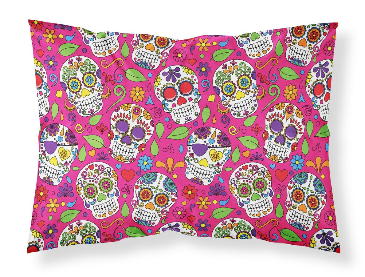 BB5115PILLOWCASE Day of the Dead Pink Fabric Standard Pillowcase