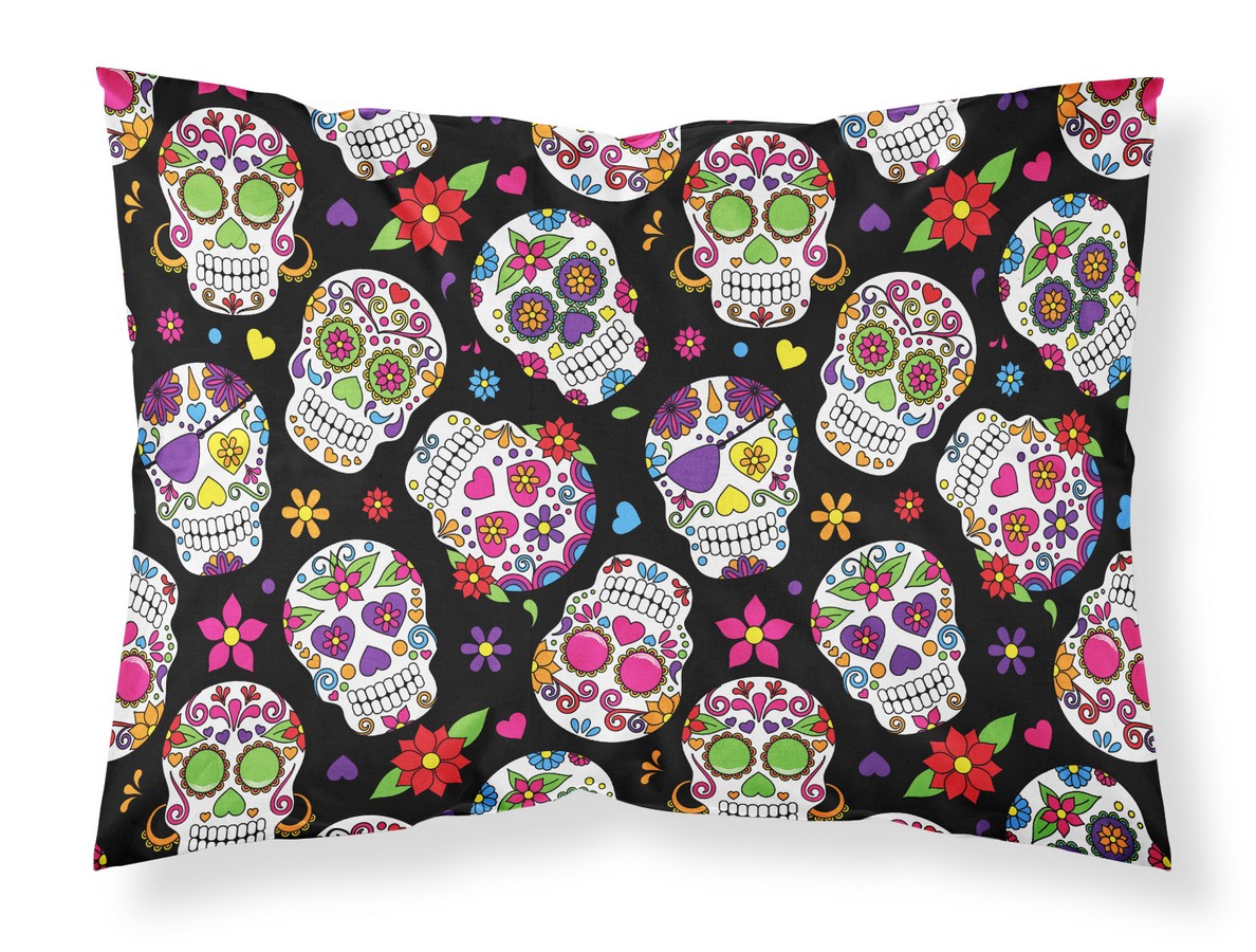 BB5116PILLOWCASE Day of the Dead Black Fabric Standard Pillowcase