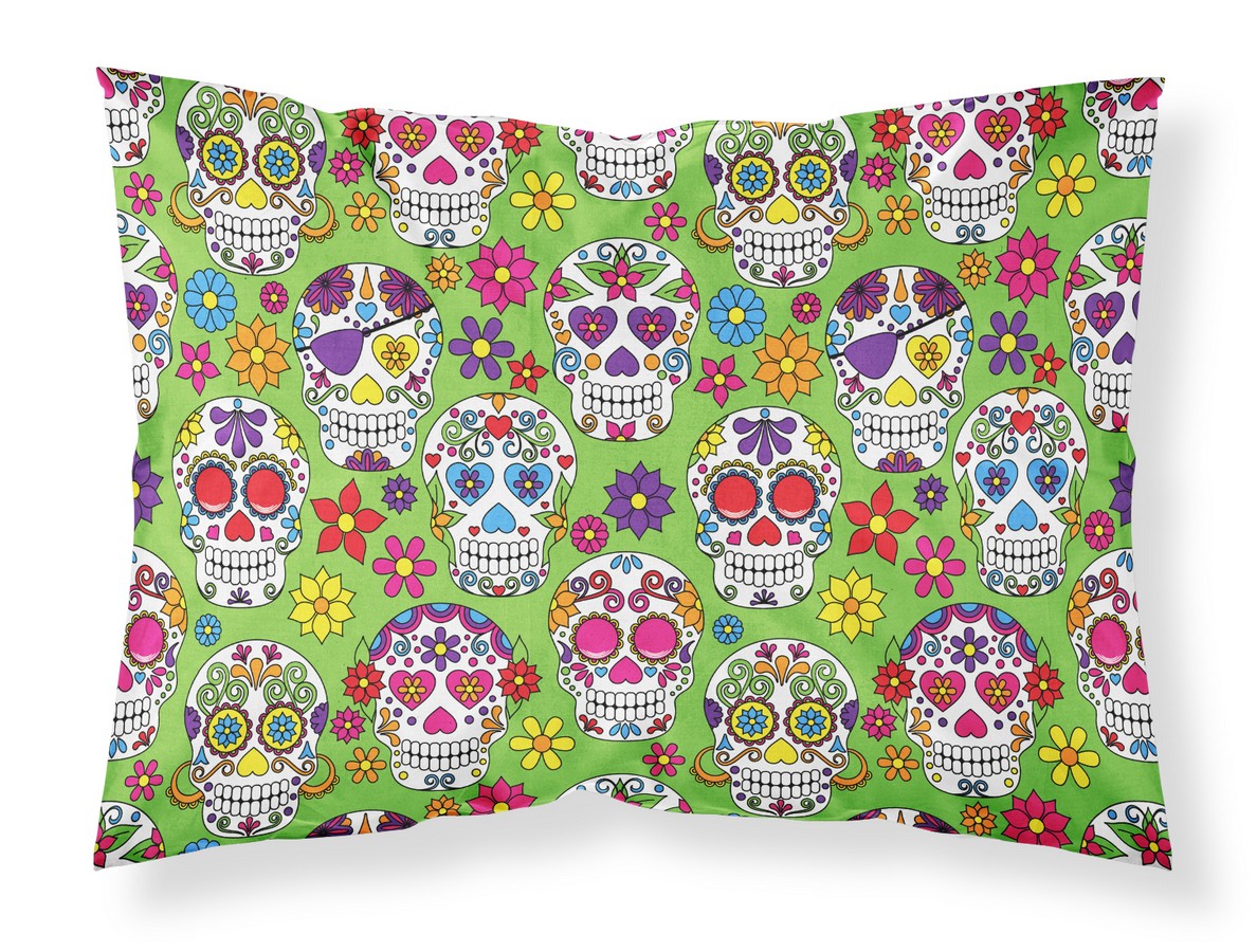 BB5117PILLOWCASE Day of the Dead Green Fabric Standard Pillowcase