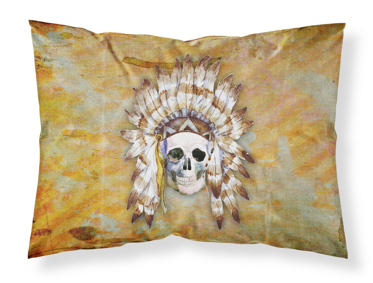 BB5121PILLOWCASE Day of the Dead Indian Skull Fabric Standard Pillowcase - 20.5 x 0.25 x 30 in.