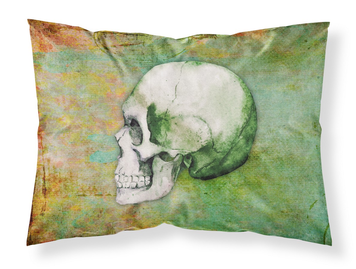 Picture of Carolines Treasures BB5122PILLOWCASE Day of the Dead Green Skull Fabric Standard Pillowcase