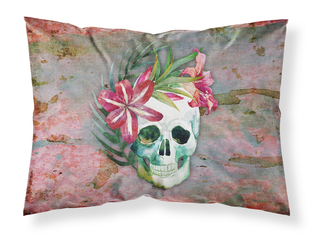 BB5125PILLOWCASE Day of the Dead Skull Flowers Fabric Standard Pillowcase