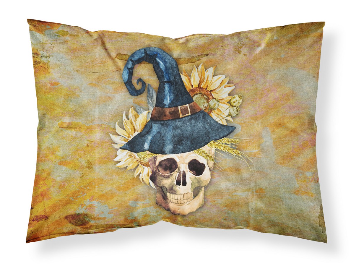 Day of the Dead Witch Skull Fabric Standard Pillowcase
