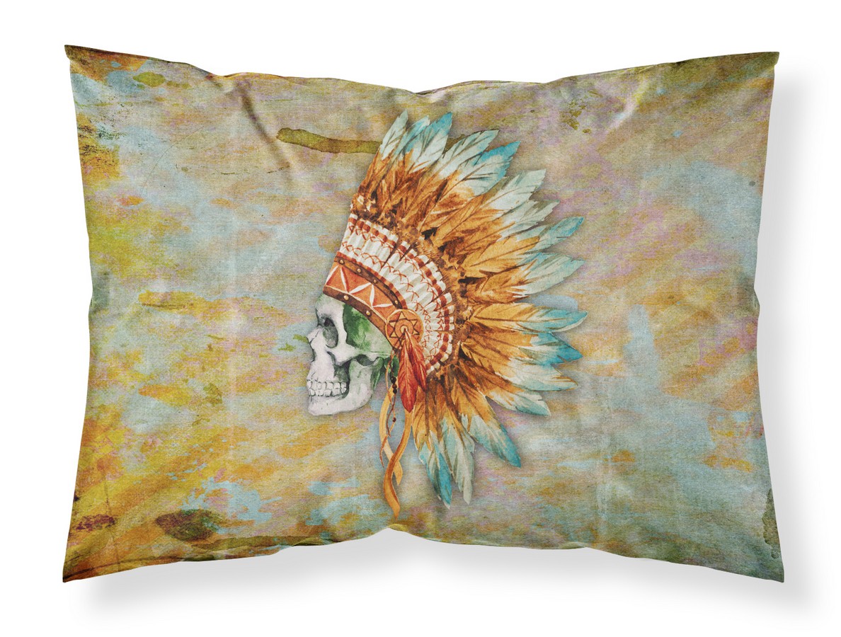 BB5127PILLOWCASE Day of the Dead Indian Skull Fabric Standard Pillowcase - 20.5 x 0.25 x 30 in.