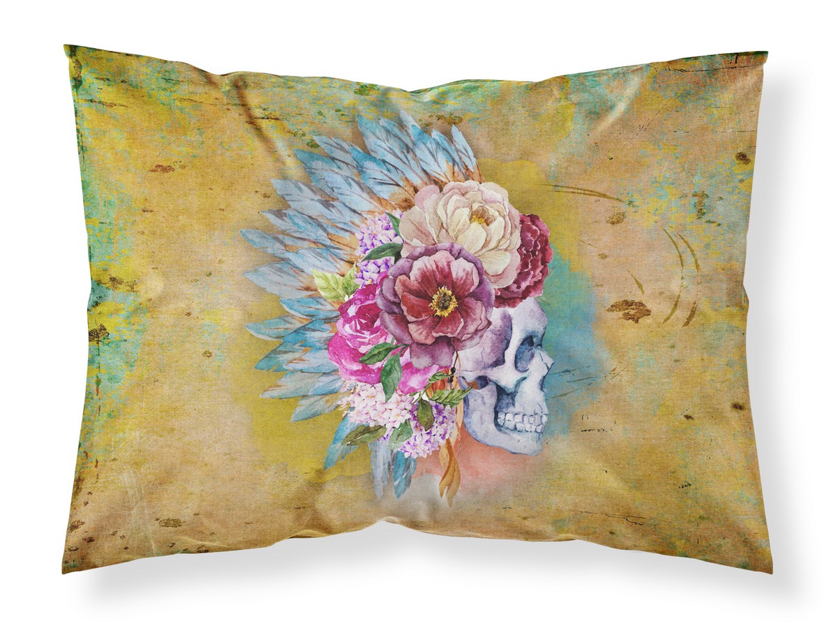 BB5129PILLOWCASE Day of the Dead Flowers Skull Fabric Standard Pillowcase