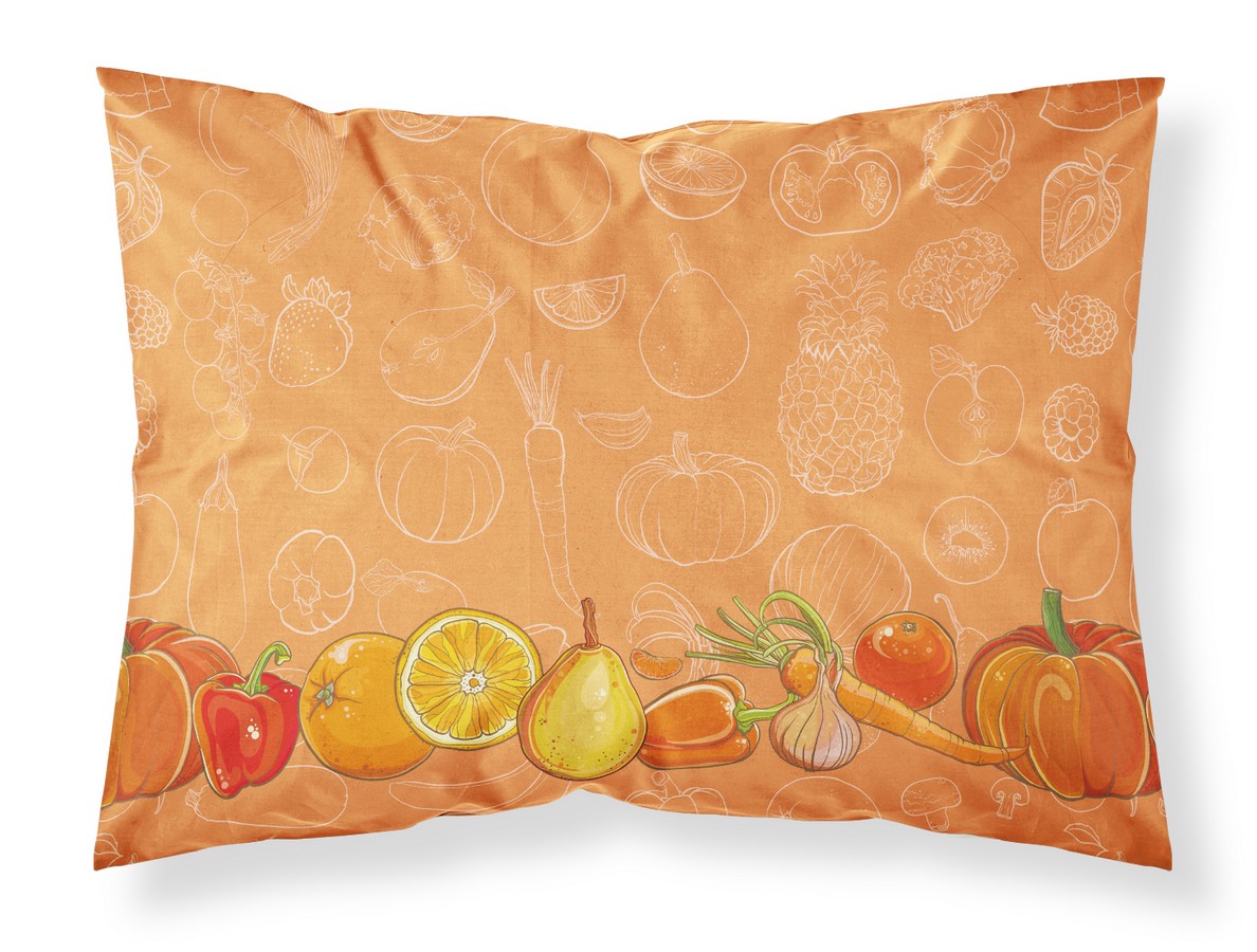 Fruits & Vegetables in Orange Fabric Standard Pillowcase - Orange