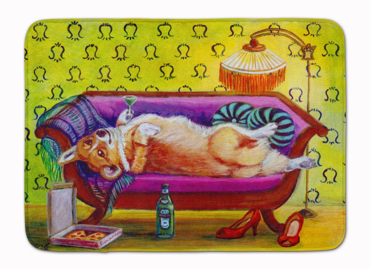7406RUG Corgi Home Alone Machine Washable Memory Foam Mat
