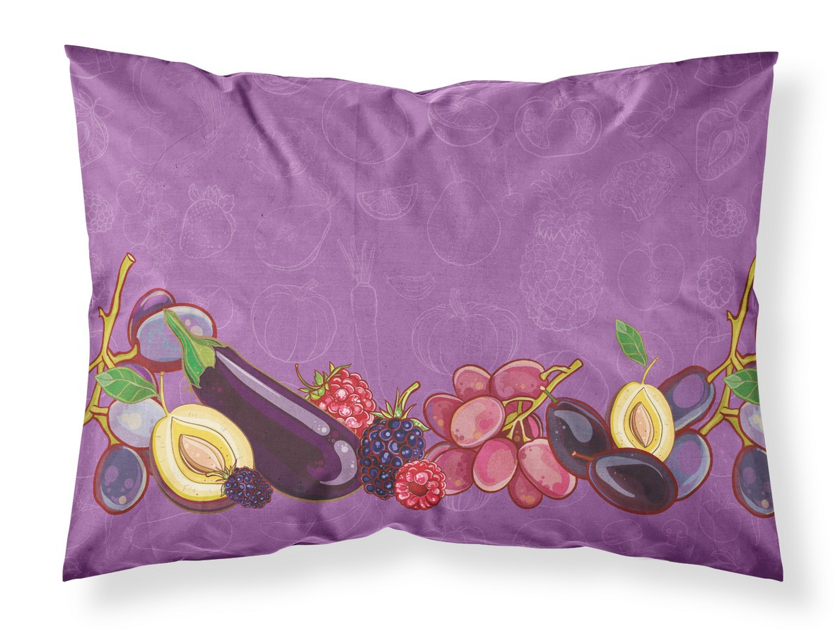 Fruits & Vegetables in Purple Fabric Standard Pillowcase