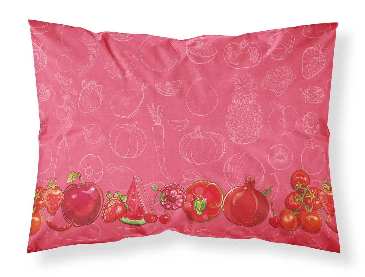 Fruits & Vegetables in Red Fabric Standard Pillowcase
