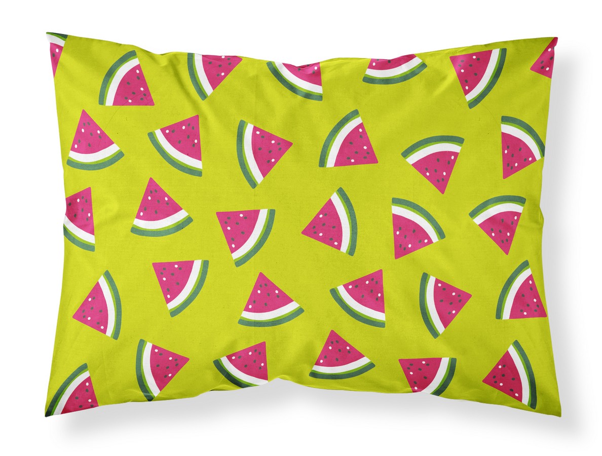 Watermelon on Lime Green Fabric Standard Pillowcase
