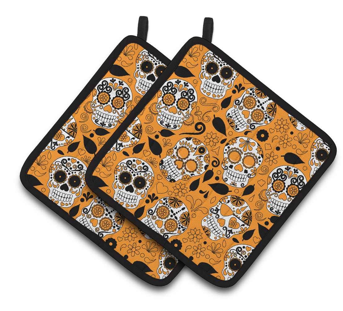 Picture of Carolines Treasures BB5118PTHD Day of the Dead Orange Pair of Pot Holders