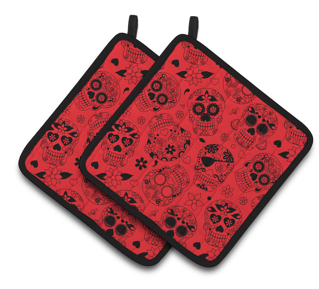 Picture of Carolines Treasures BB5119PTHD Day of the Dead Orange Pair of Pot Holders