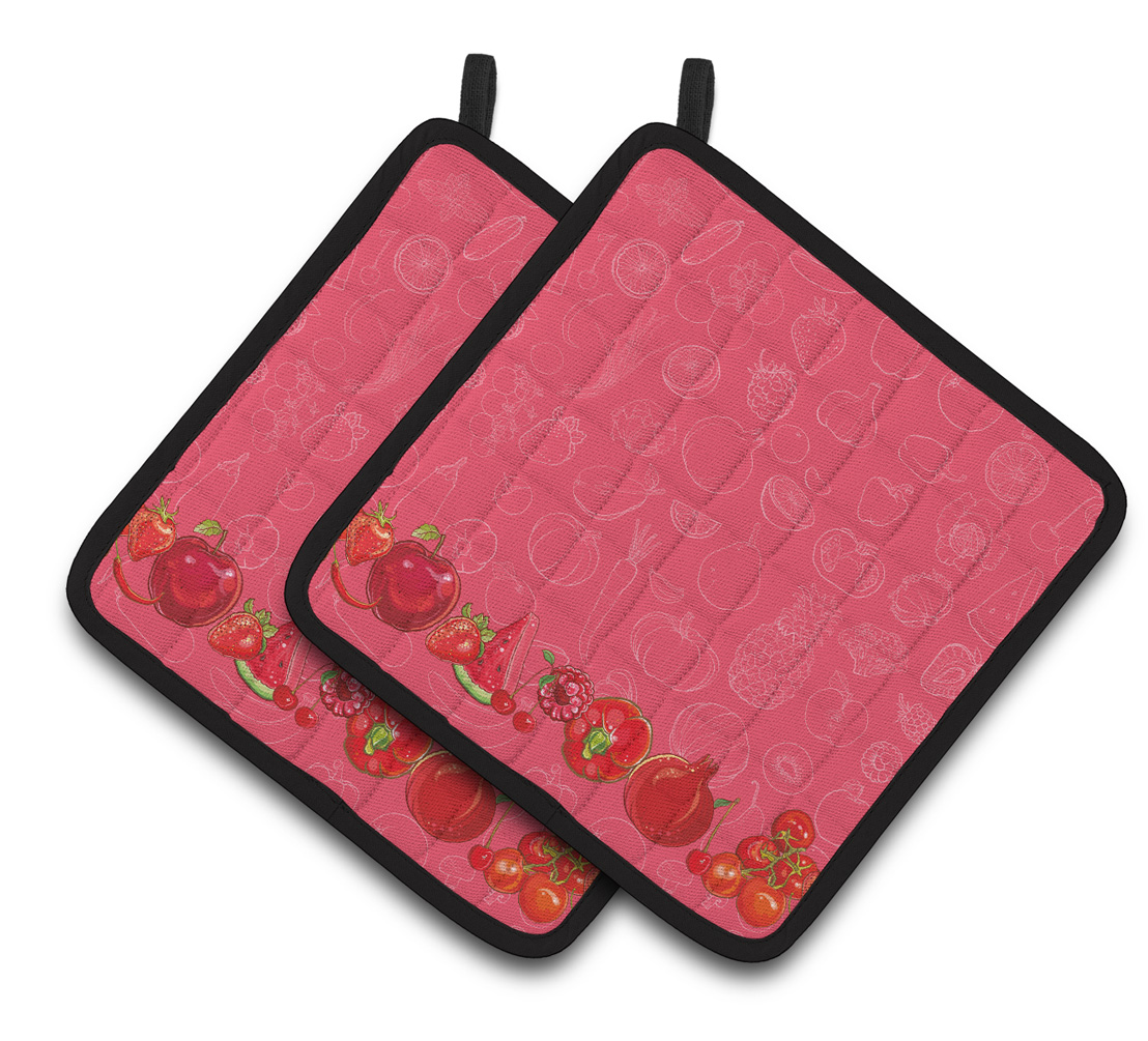 BB5133PTHD Fruits & Vegetables in Red Pair of Pot Holders