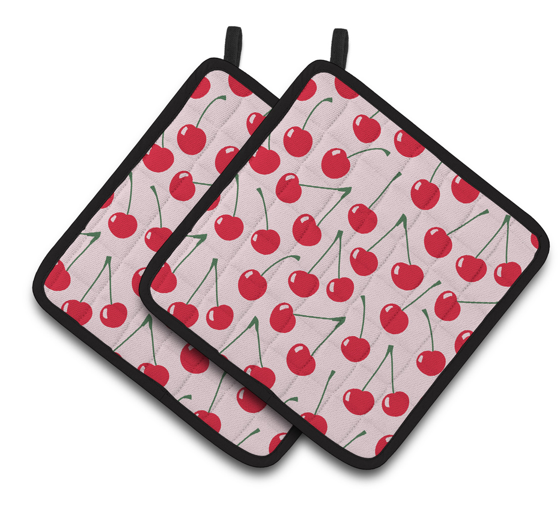 BB5139PTHD Cherries on Pink Pair of Pot Holders