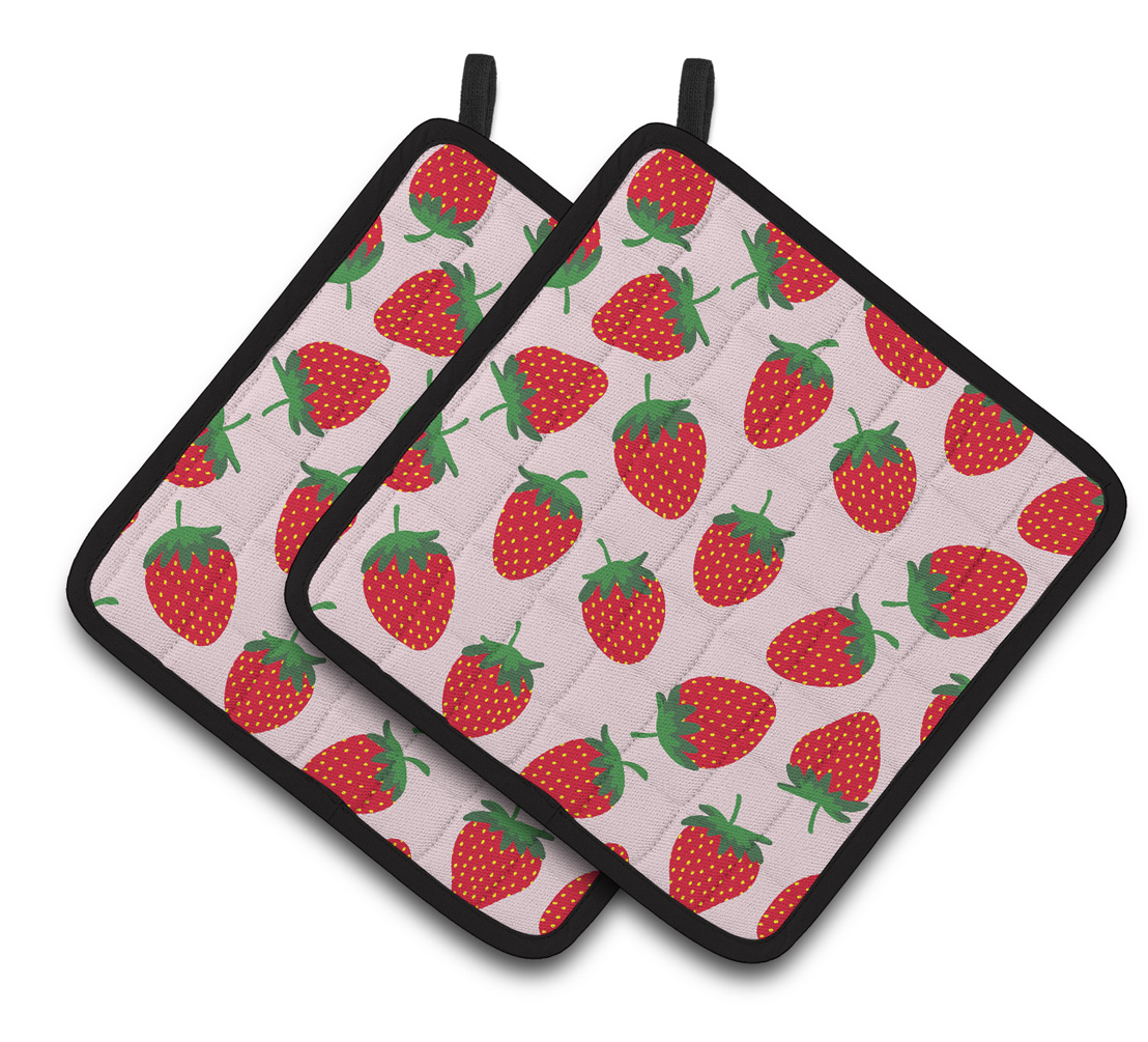 BB5146PTHD Strawberries on Pink Pair of Pot Holders