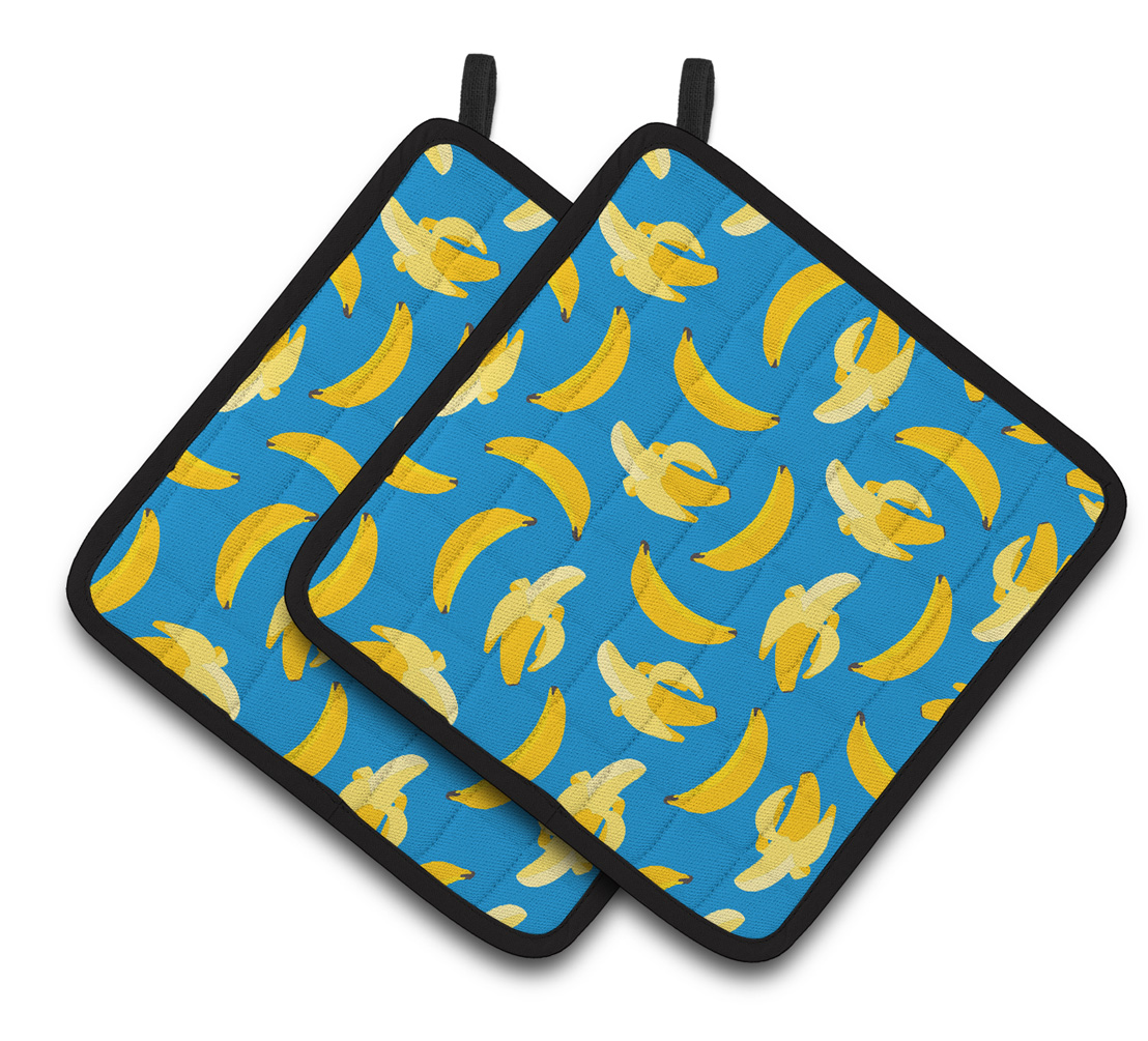 BB5149PTHD Bananas on Blue Pair of Pot Holders