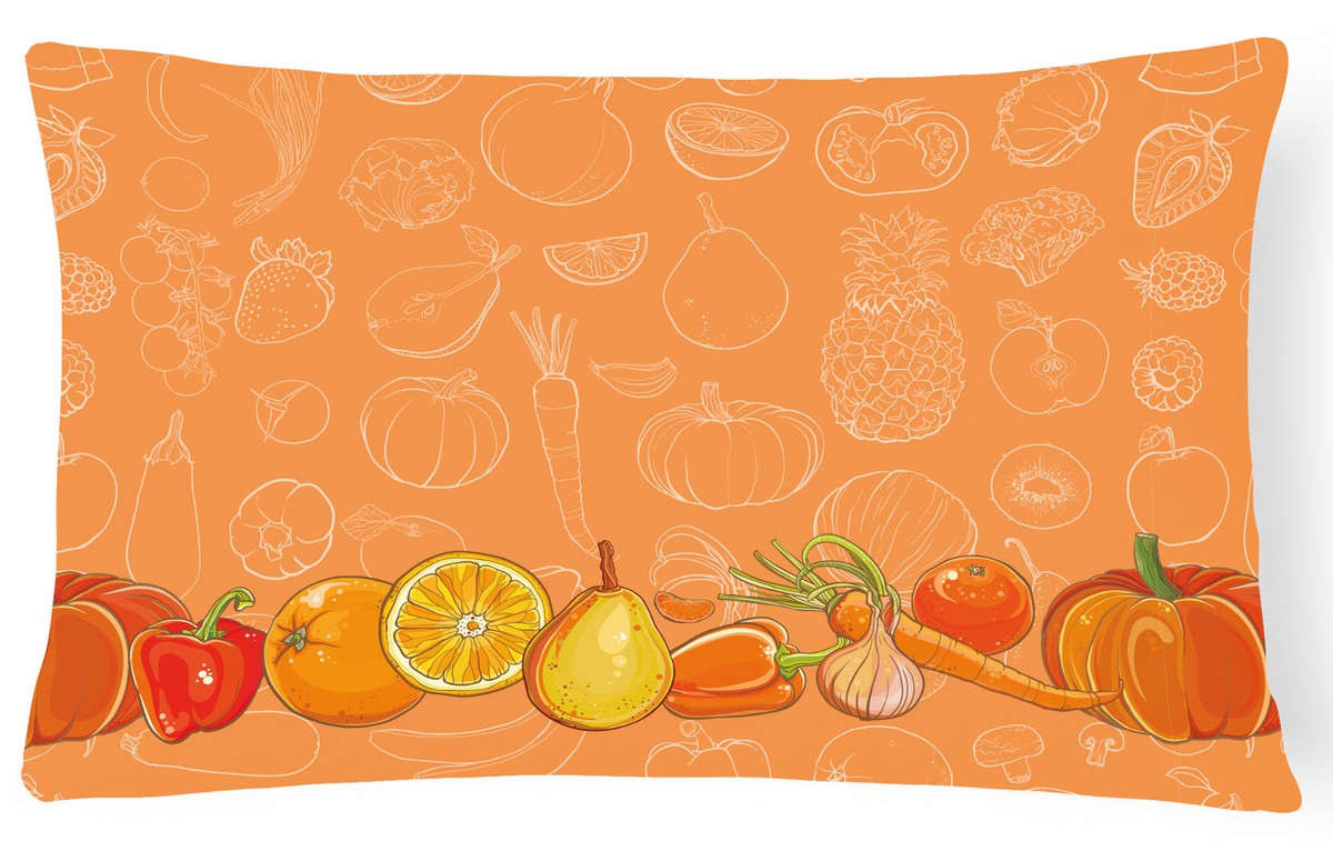 Fruits & Vegetables in Orange Canvas Fabric Decorative Pillow