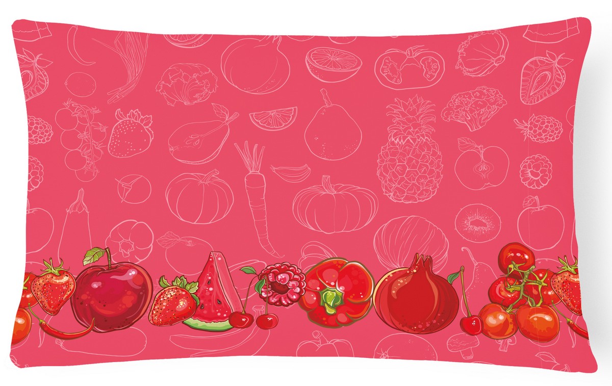 BB5133PW1216 Fruits & Vegetables in Red Canvas Fabric Decorative Pillow