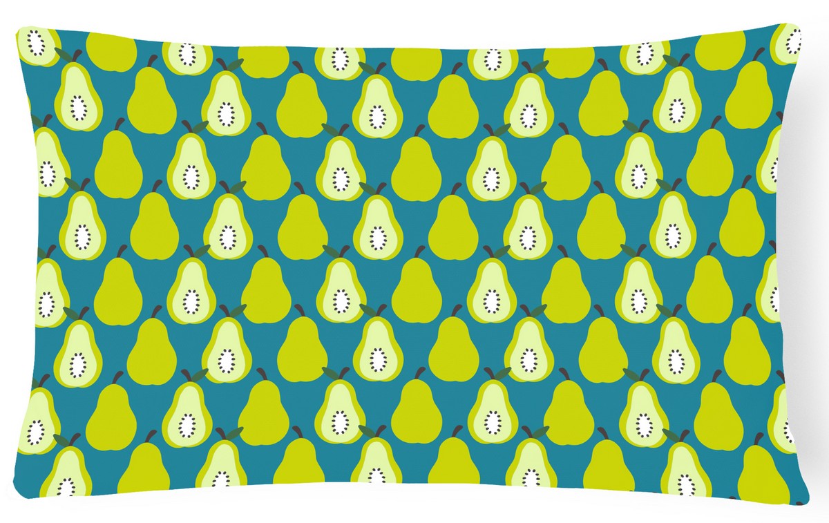 BB5138PW1216 Pears on Green Canvas Fabric Decorative Pillow