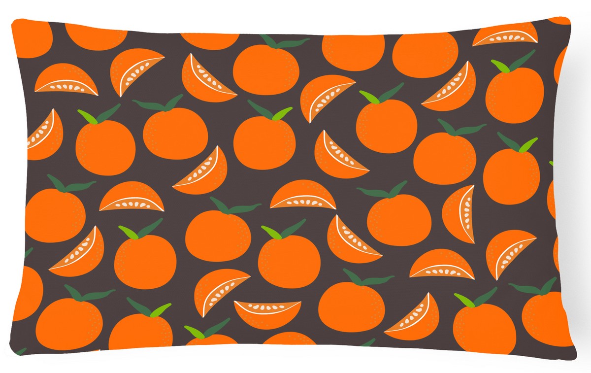 Orange on Grey Canvas Fabric Decorative Pillow