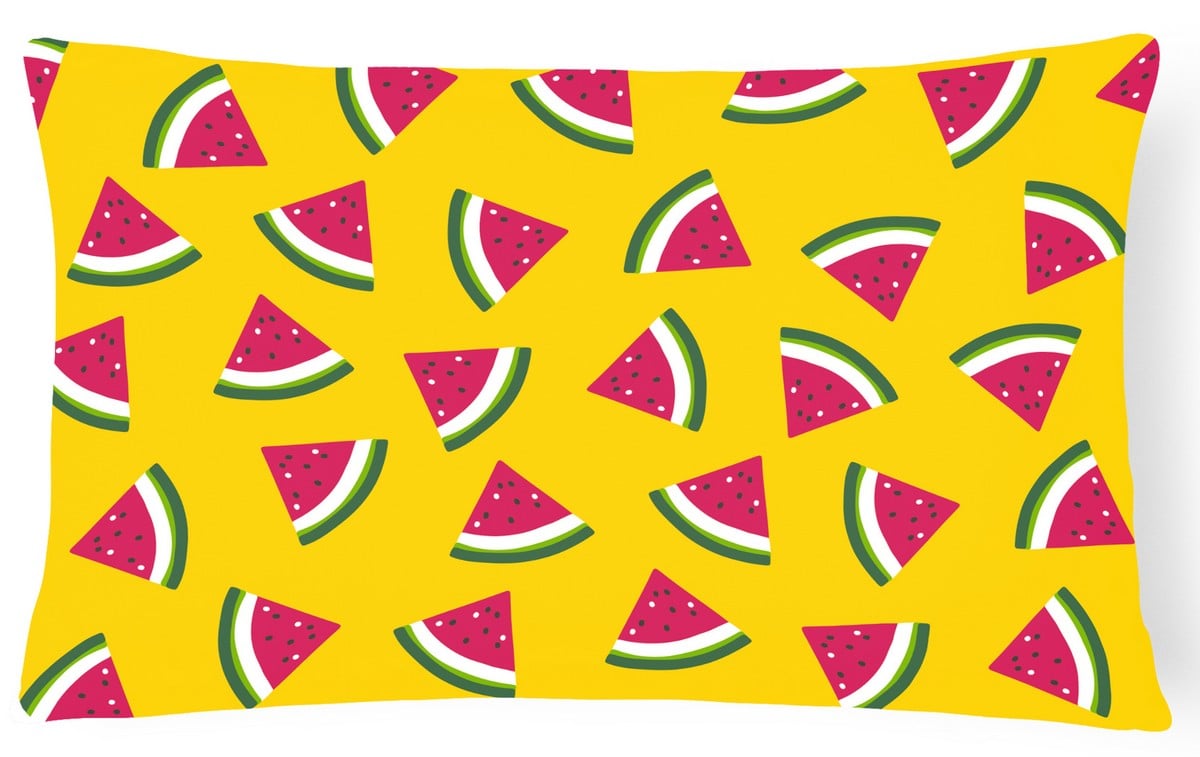 BB5144PW1216 Watermelon on Yellow Canvas Fabric Decorative Pillow