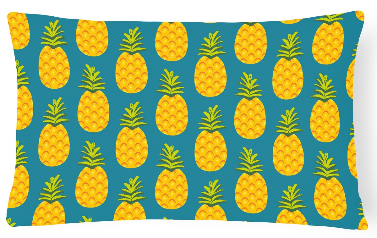 Pineapples on Teal Canvas Fabric Decorative Pillow