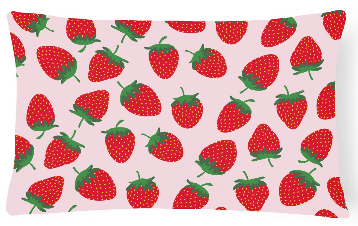 BB5146PW1216 Strawberries on Pink Canvas Fabric Decorative Pillow