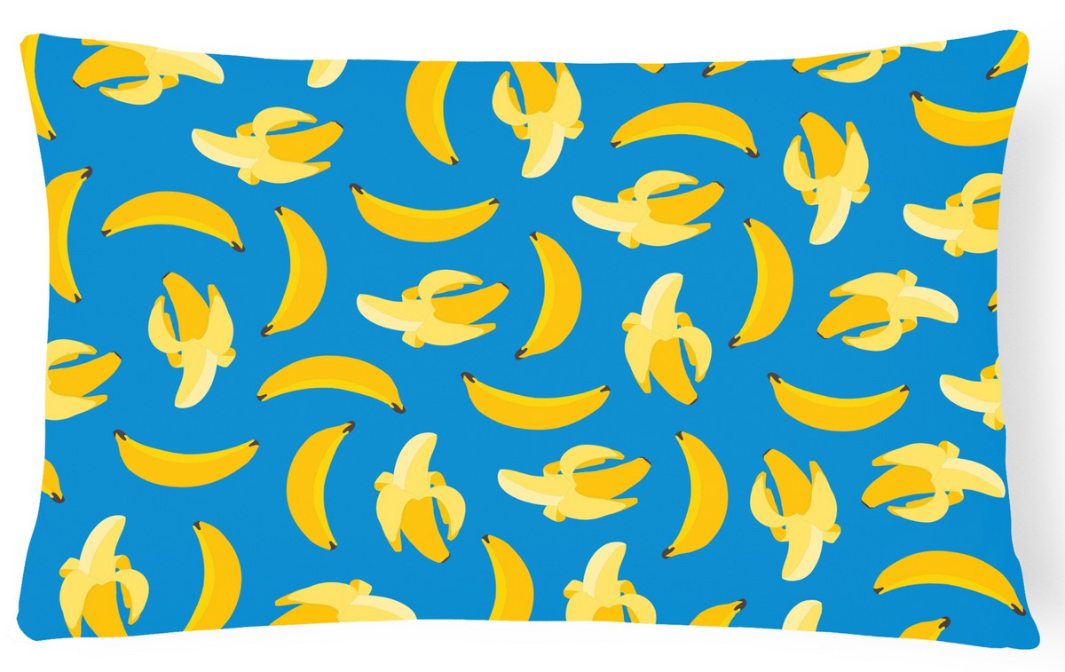 BB5149PW1216 Bananas on Blue Canvas Fabric Decorative Pillow