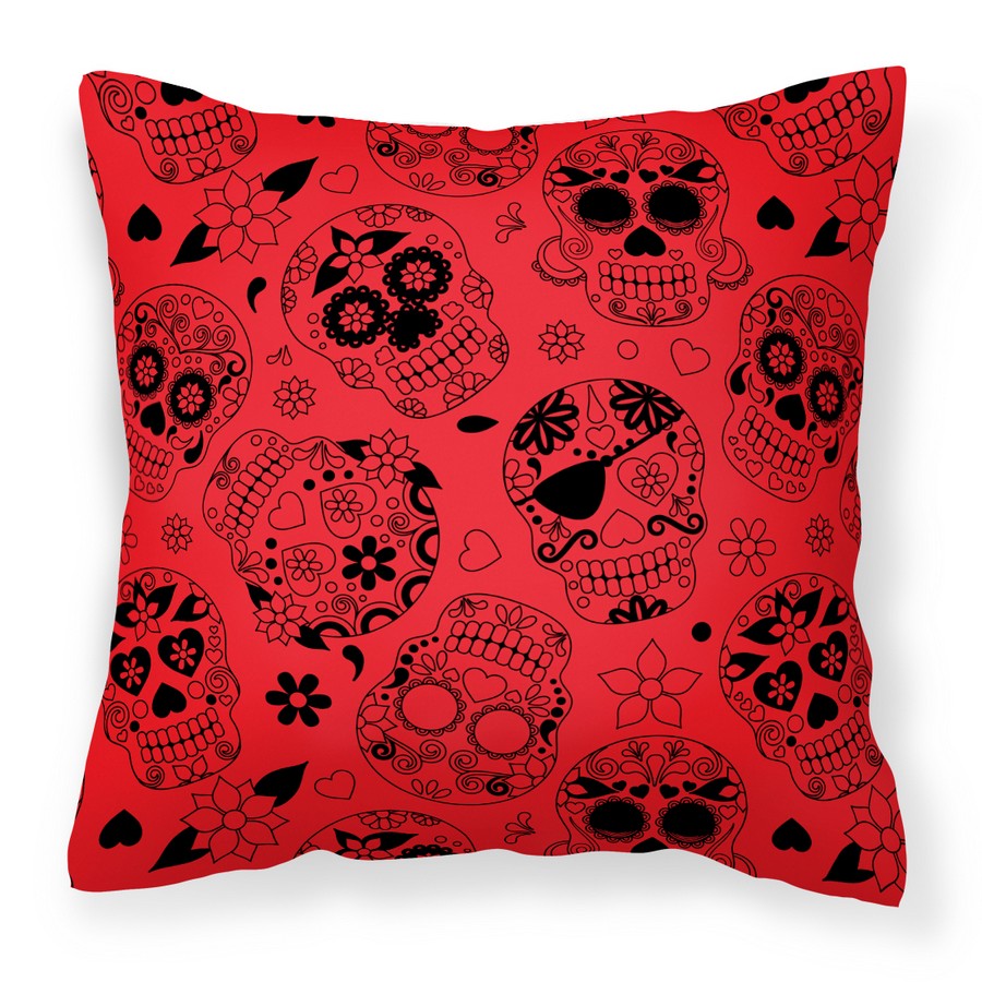 Day of the Dead Orange Fabric Decorative Pillow - Orange - 14 x 3 x 14 in.