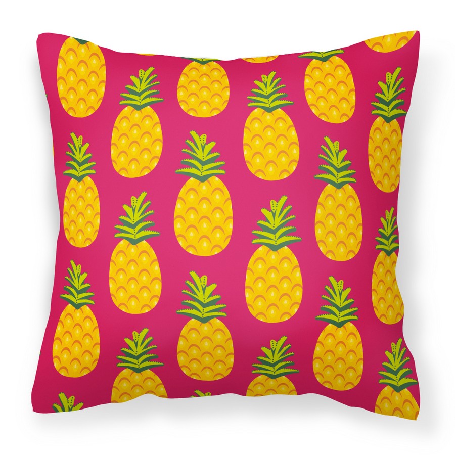 Pineapples on Pink Fabric Decorative Pillow - 14 x 3 x 14 in.