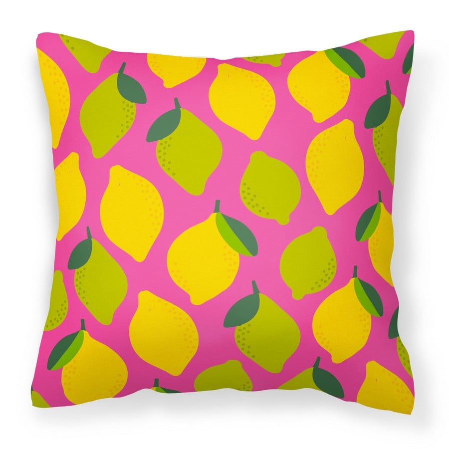Lemons & Limes on Pink Fabric Decorative Pillow - 14 x 3 x 14 in.