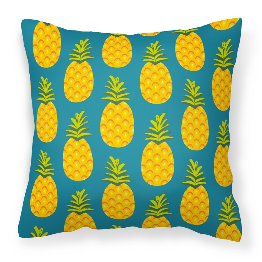 Pineapples on Teal Fabric Decorative Pillow - 14 x 3 x 14 in.