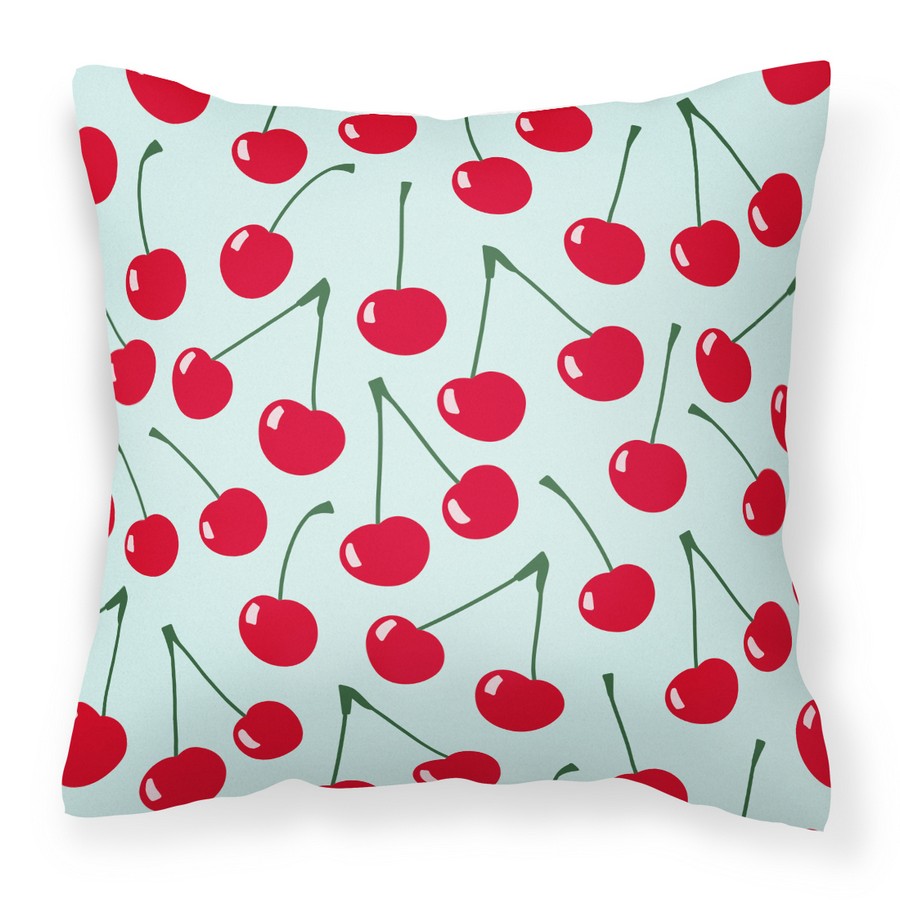 Cherries on Blue Fabric Decorative Pillow - 14 x 3 x 14 in.