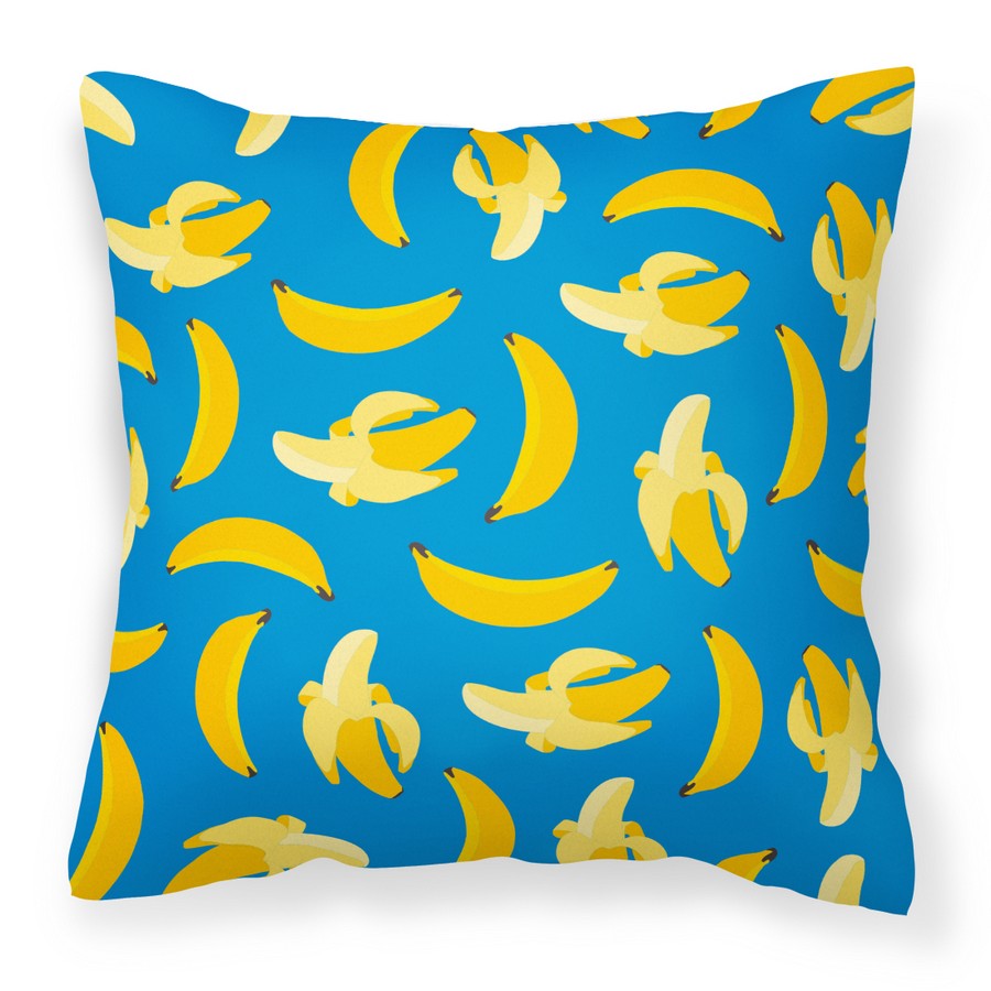 Bananas on Blue Fabric Decorative Pillow - Blue - 14 x 3 x 14 in.