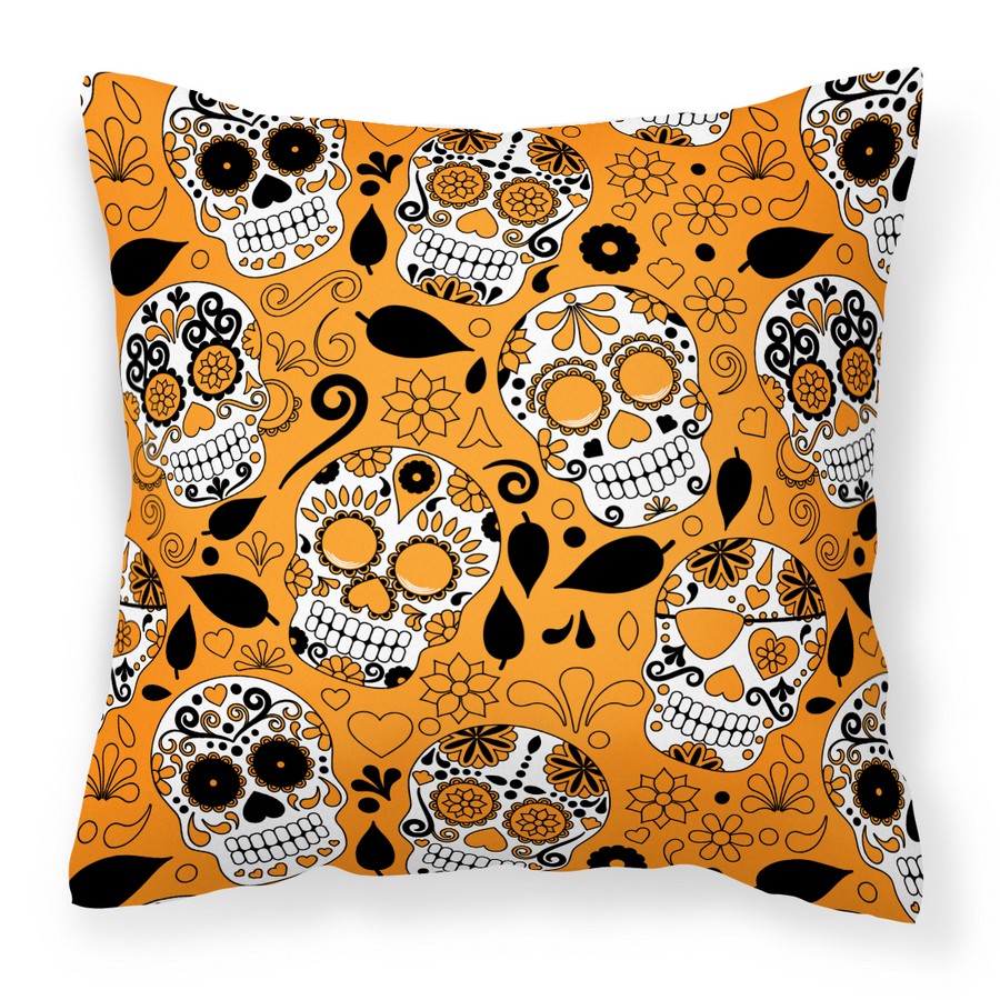 BB5118PW1818 Day of the Dead Orange Fabric Decorative Pillow - 18 x 3 x 18 in.