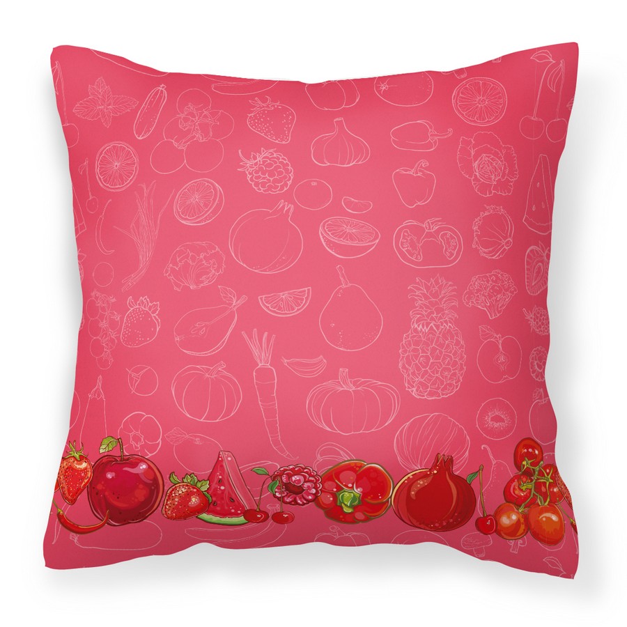 Fruits & Vegetables in Red Fabric Decorative Pillow - 18 x 3 x 18 in.
