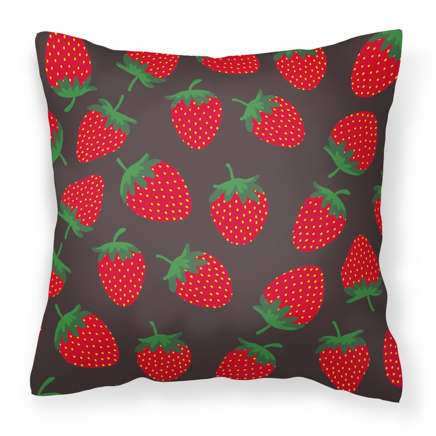 Strawberries on Grey Fabric Decorative Pillow - 18 x 3 x 18 in.