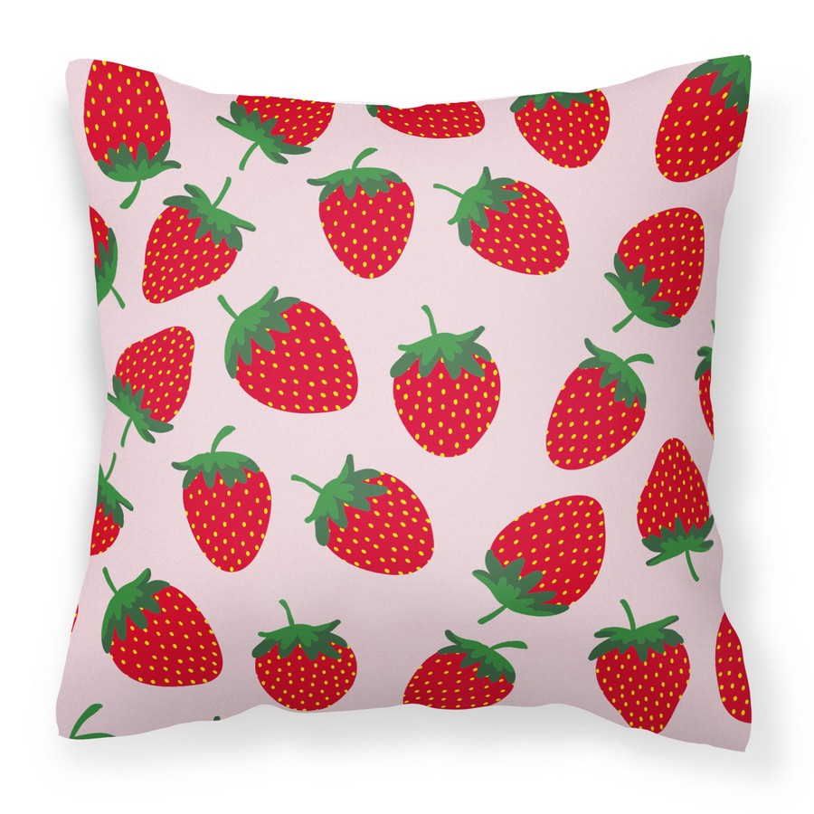 Strawberries on Pink Fabric Decorative Pillow - Pink - 18 x 3 x 18 in.
