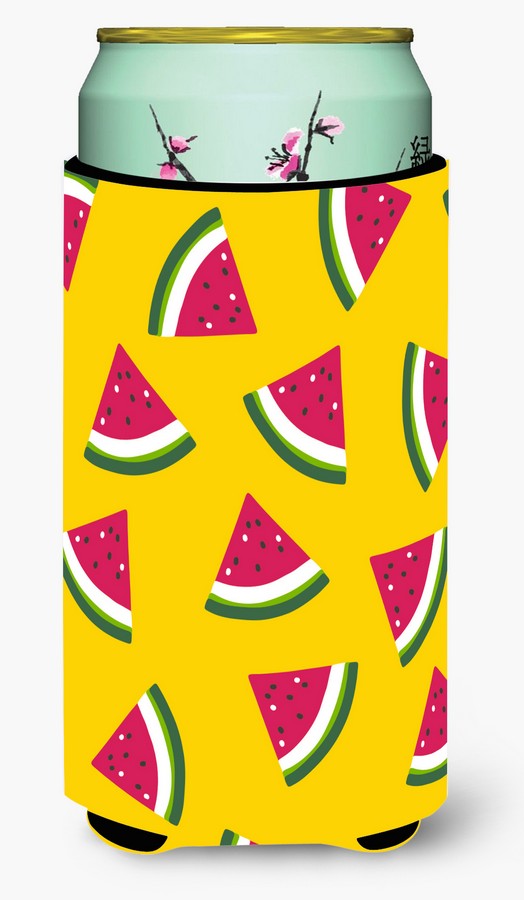 Watermelon on Yellow Tall Boy Beverage Insulator Hugger - Yellow