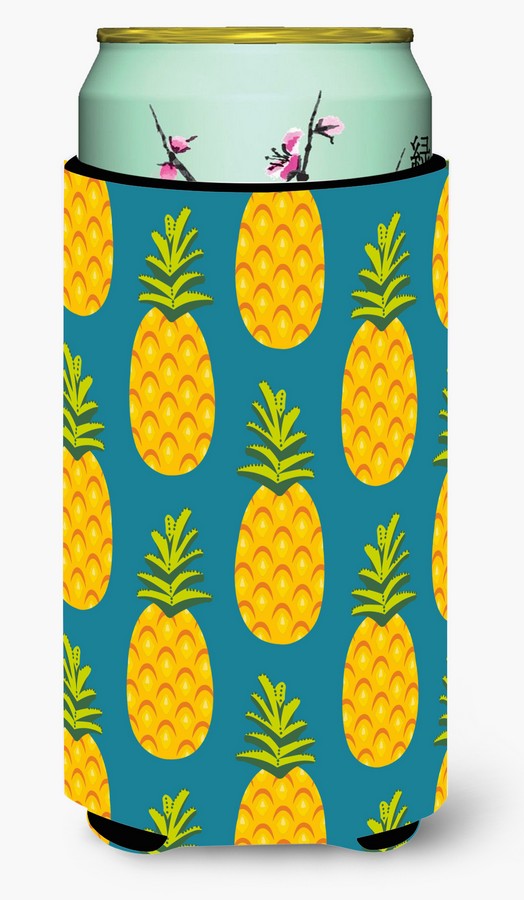 Pineapples on Teal Tall Boy Beverage Insulator Hugger