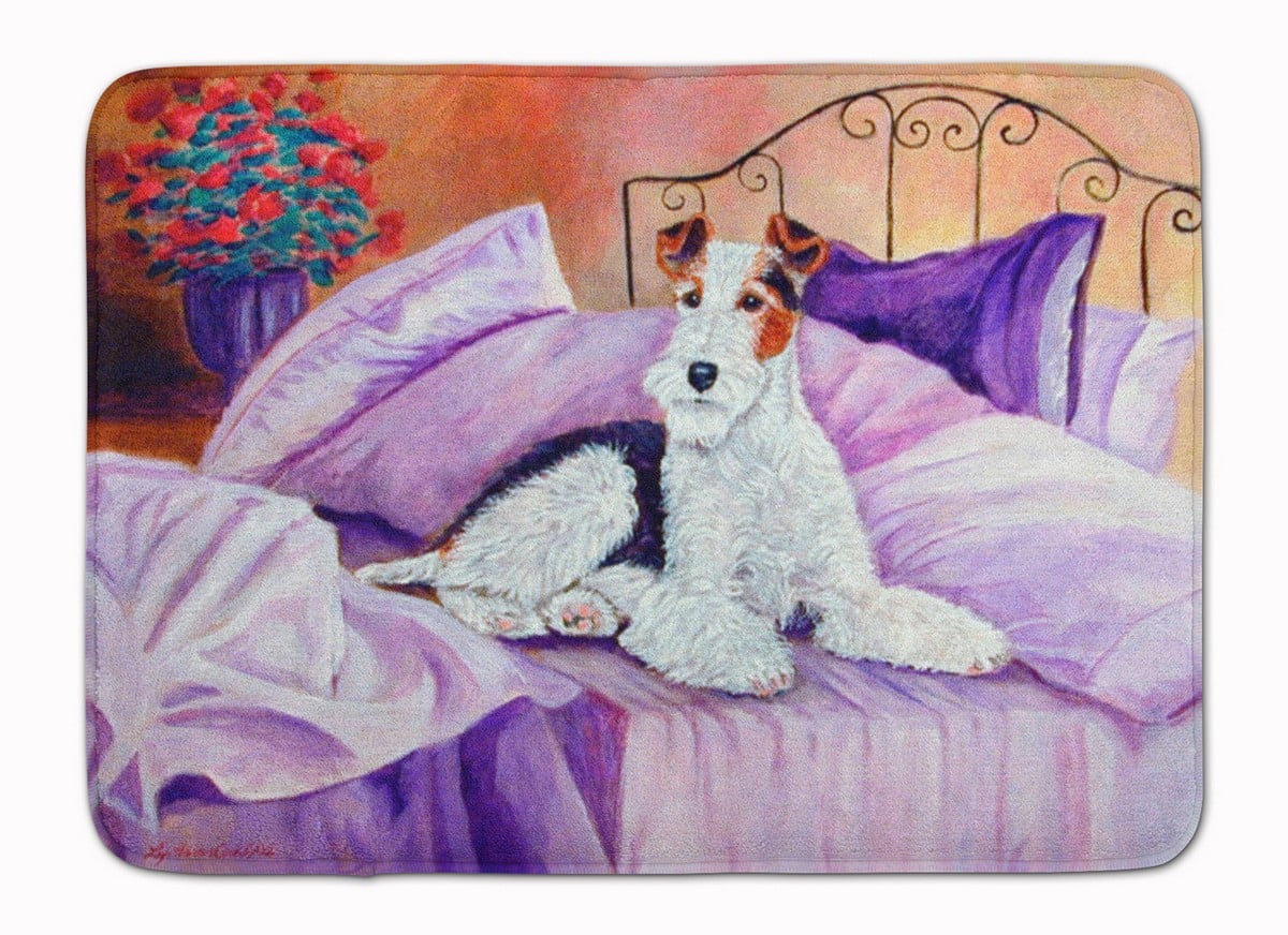 7121RUG Fox Terrier Waiting on Mom Machine Washable Memory Foam Mat