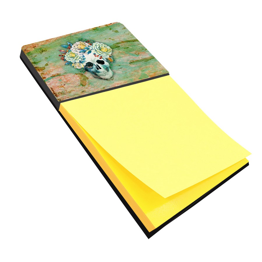 Day of the Dead Skull with Flowers Sticky Note Holder
