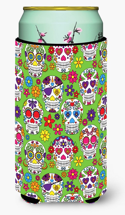Day of the Dead Green Tall Boy Beverage Insulator Hugger - Green