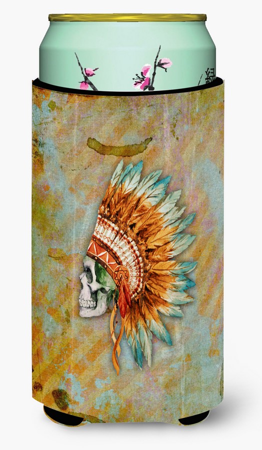 Day of the Dead Indian Skull Tall Boy Beverage Insulator Hugger