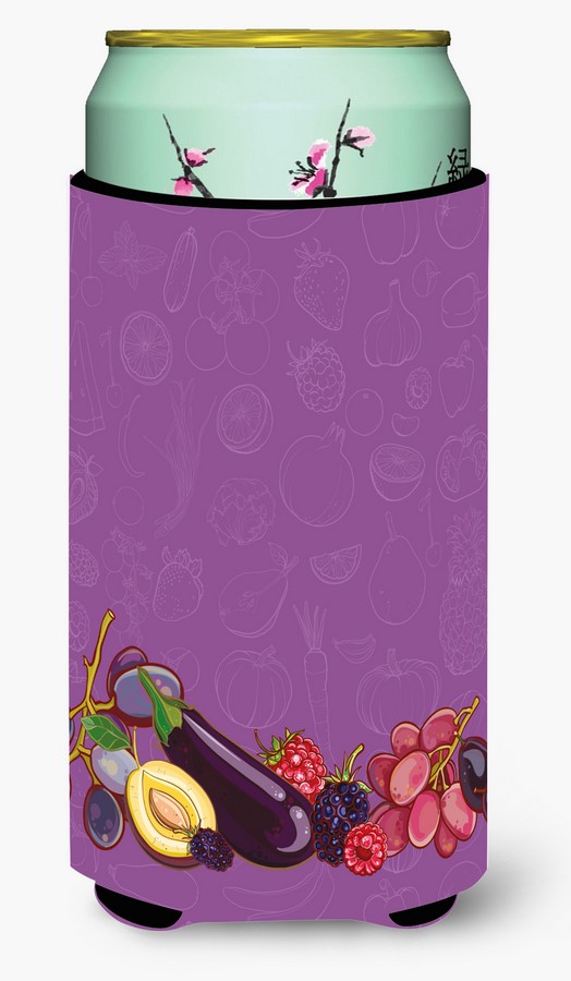 Picture of Carolines Treasures BB5132TBC Fruits & Vegetables in Purple Tall Boy Beverage Insulator Hugger