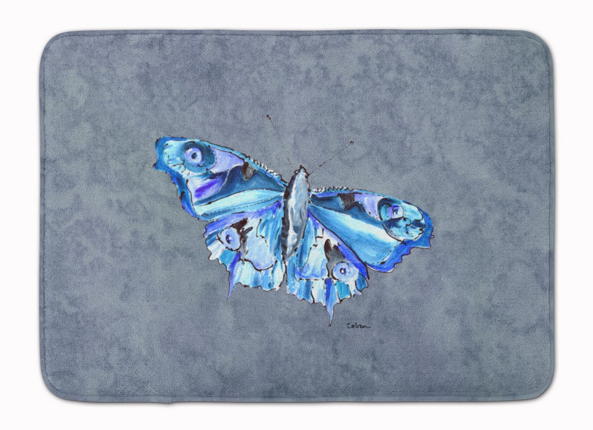 8856RUG Butterfly on Grey Machine Washable Memory Foam Mat