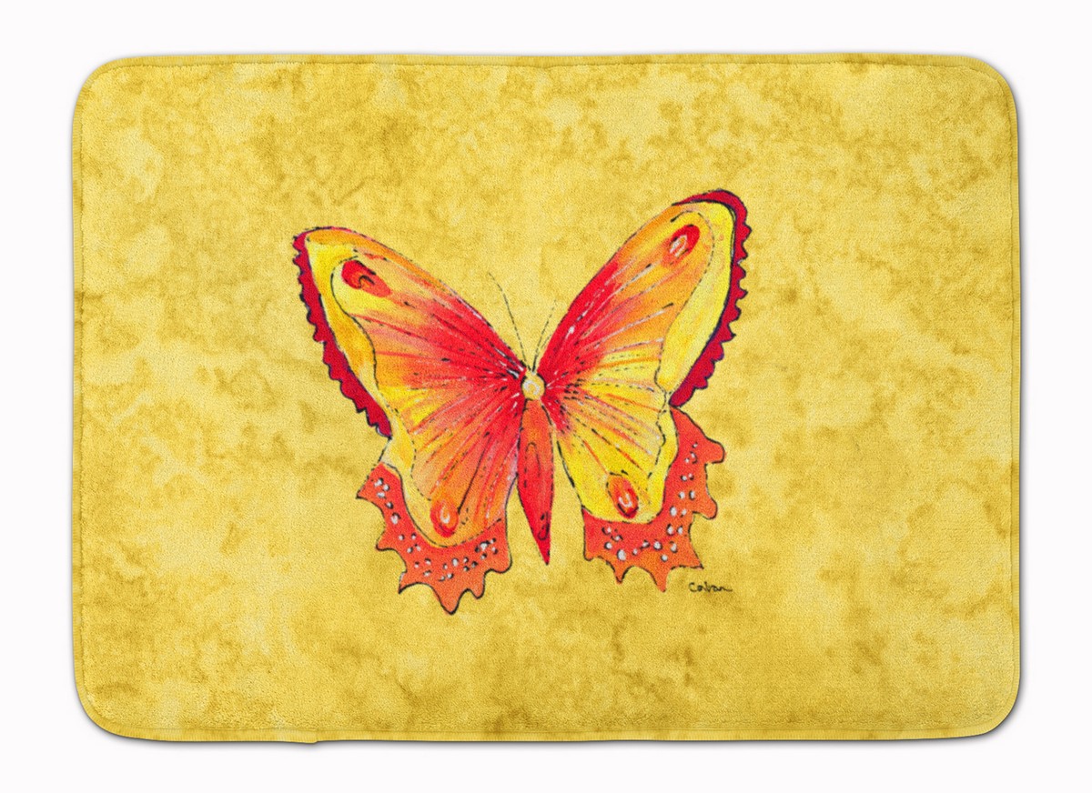 8857RUG Butterfly on Yellow Machine Washable Memory Foam Mat