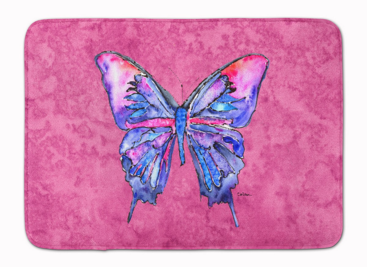 8859RUG Butterfly on Pink Machine Washable Memory Foam Mat